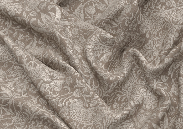 William Morris At Home Strawberry Thief, Woven Limestone - Made to Measure Curtains - Image 4